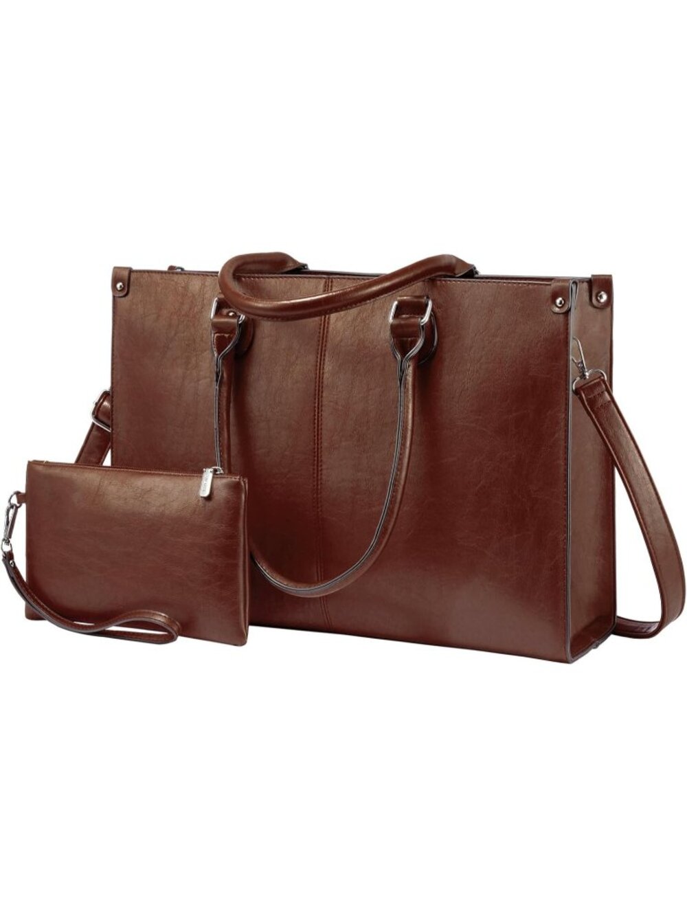 New Women's Brown Vintage 15.6inch Laptop Tote Bag Stylish Briefcase Handbag
